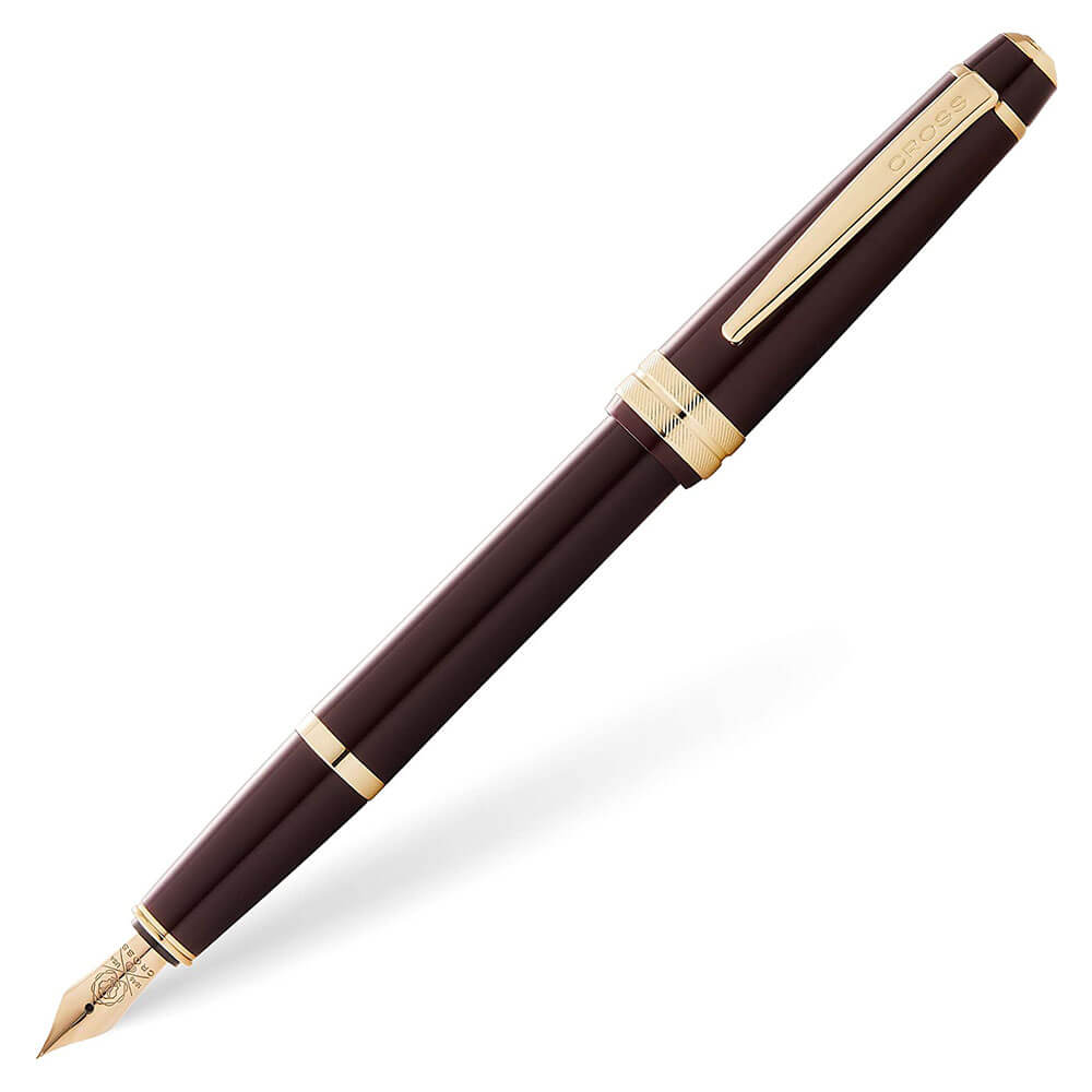 Bailey Light Gloss Fountain Pen (Borgoña Rojo/Oro)