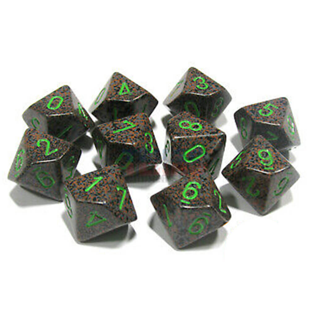 Chessex D10 Polyhedral 10-die flekkete sett