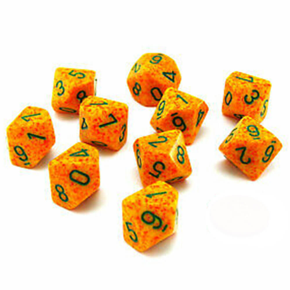 Chessex D10 Polyhedral 10-die flekkete sett