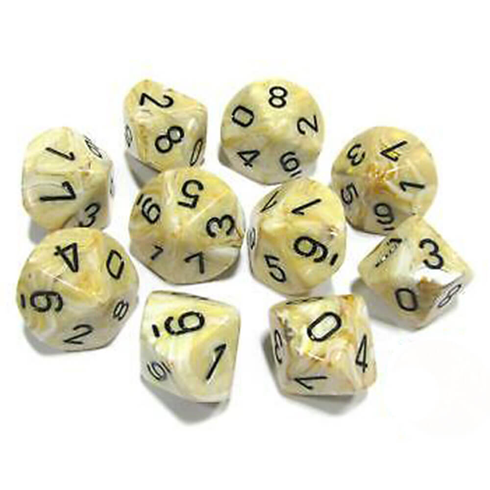 Chessex D10 Polyedral 10-die marmeren set