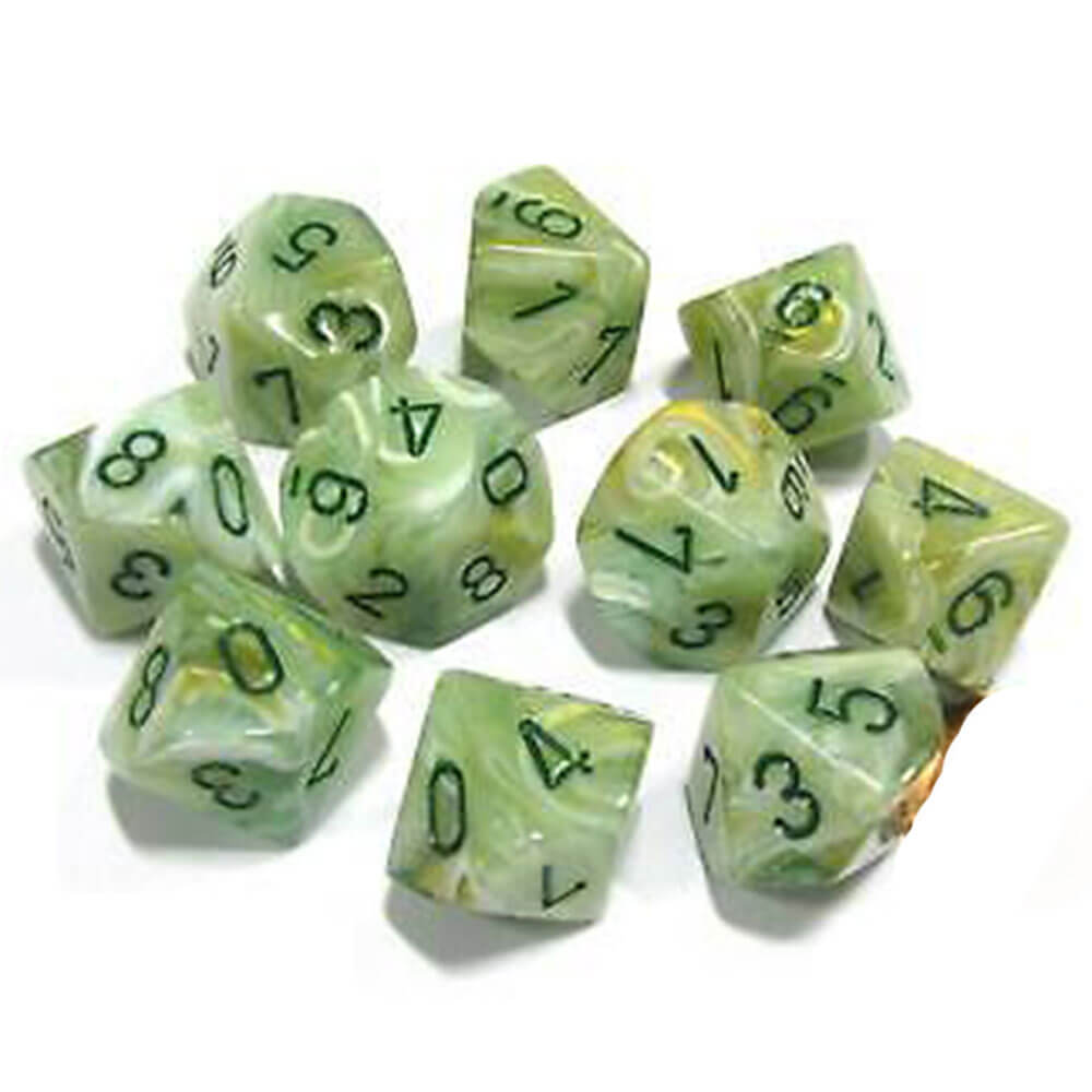 CHESSEX D10 Conjunto de mármore de 10 mortos poliédicos