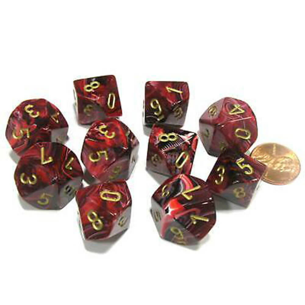 CHESSEX D10 Conjunto de vórtice de 10 moririos poliédricos