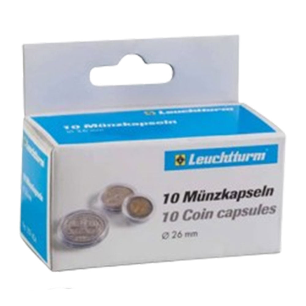 Cápsulas de monedas Leuchtturm 10pk (del tamaño 20-29)