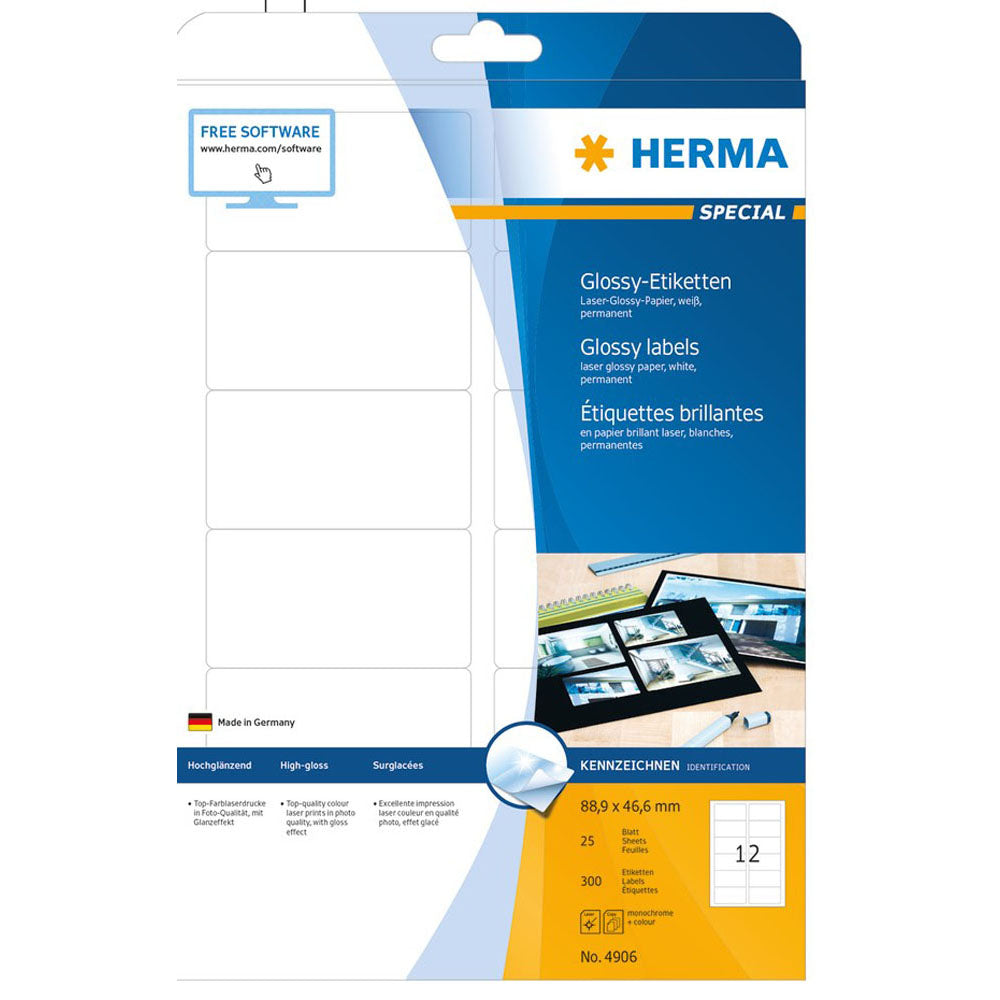 Herma Laser Glossy Labels A4 25pc (vit)