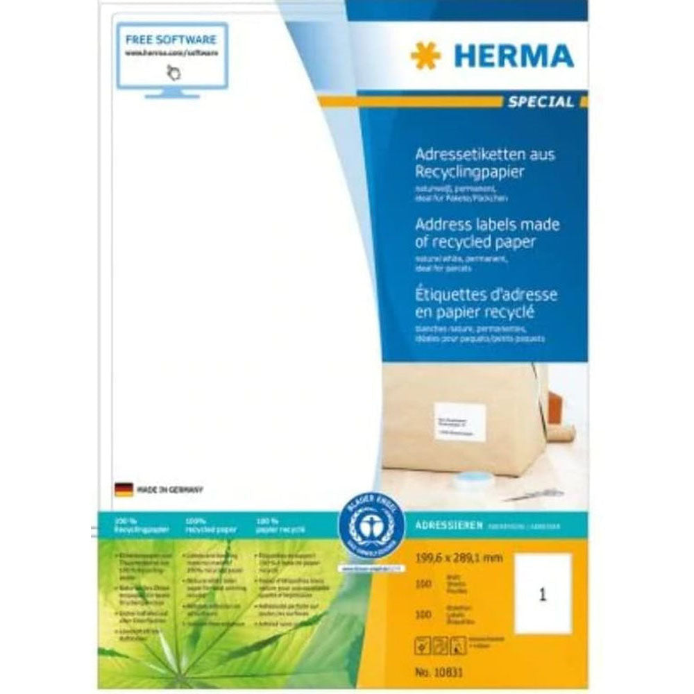 Herma genanvendte papiretiketter A4 100pc (hvid)