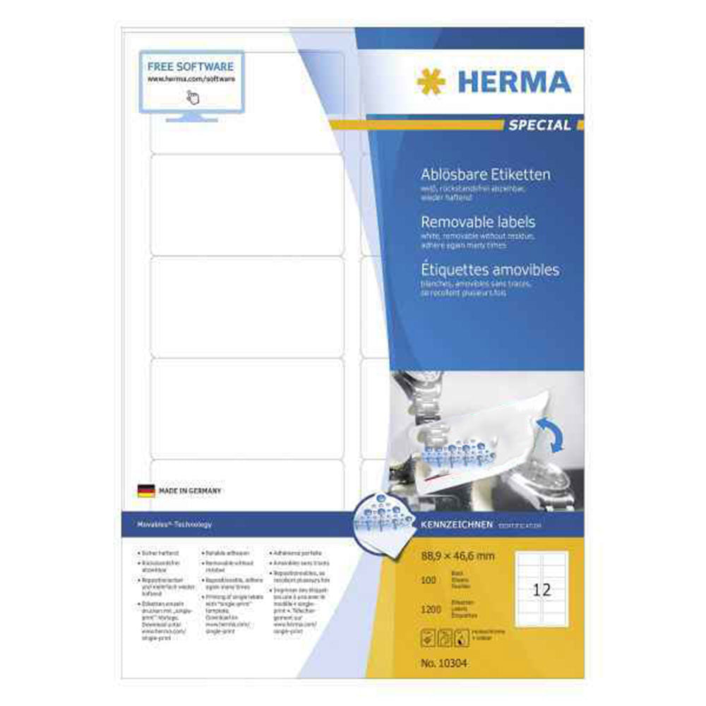 Herma Removable Labels A4 100pc（白）