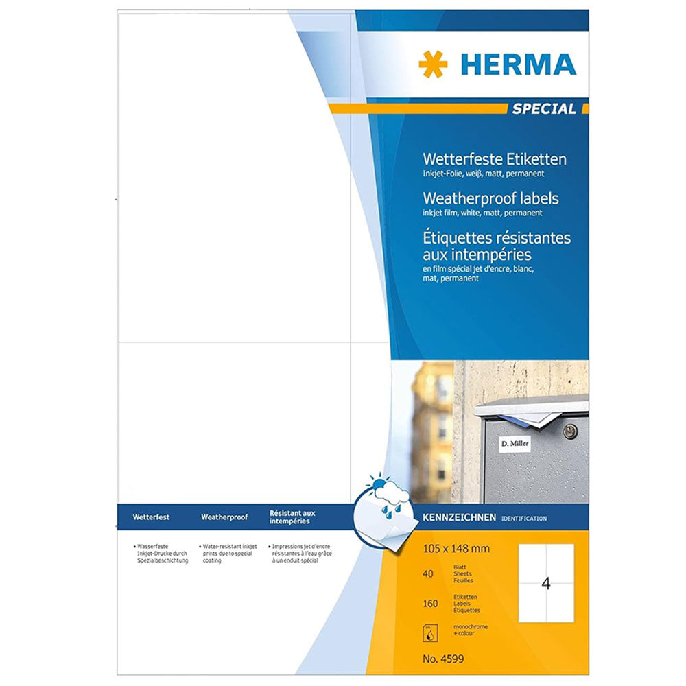 Herma Weatherproof Inkjet Labels A4 40pc