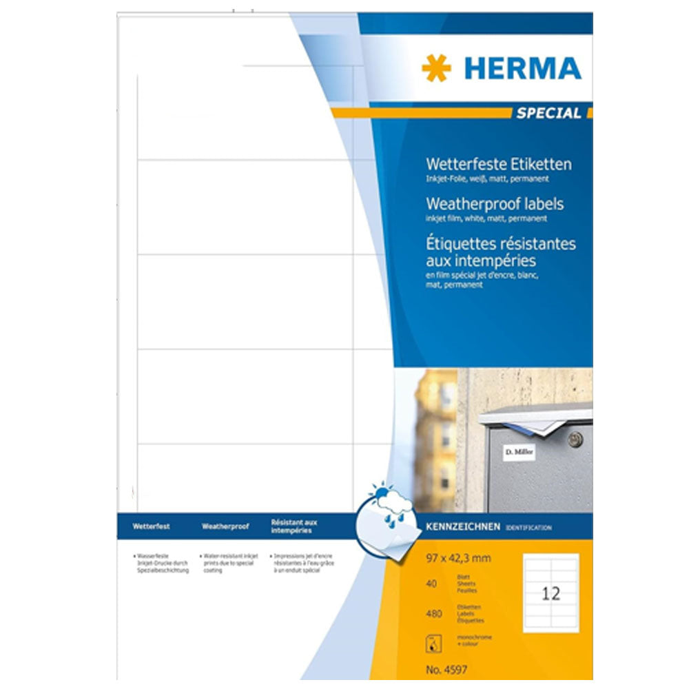 Herma Weatherproof Inkjet Labels A4 40pc