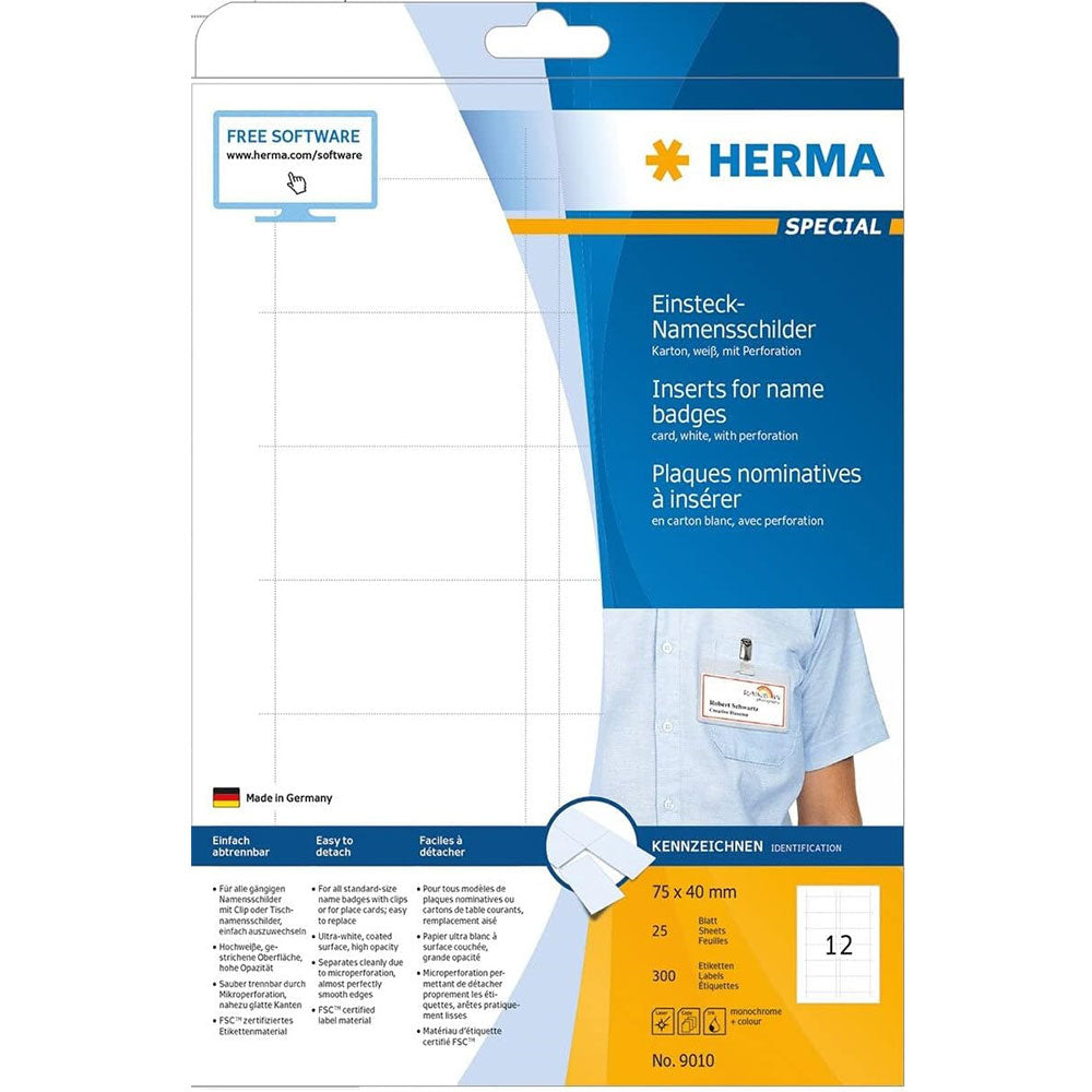 HERMA INSERTS TIL NAME BADGES A4 25PK