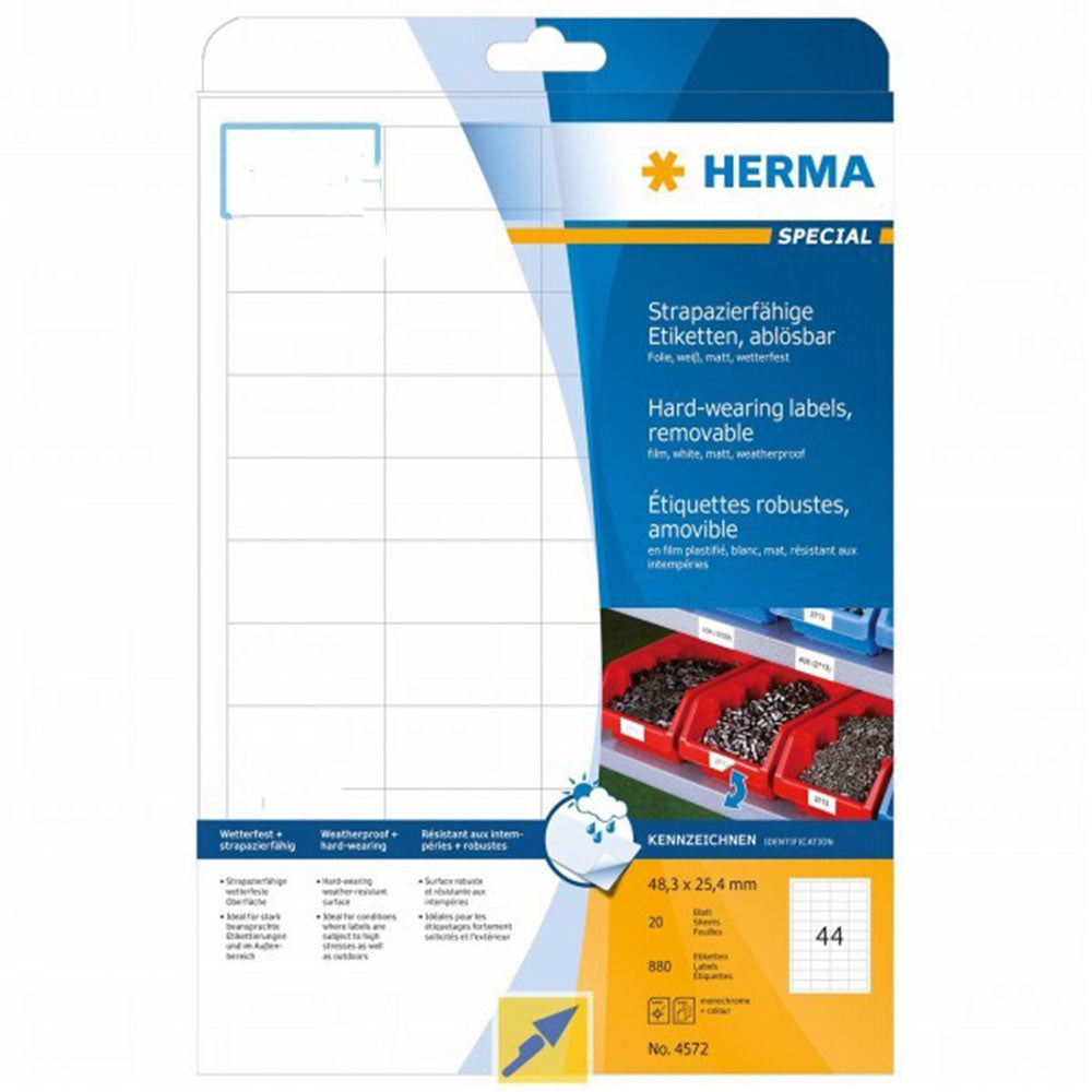 Herma avtagbar folieetiketter A4 20 st (vit)