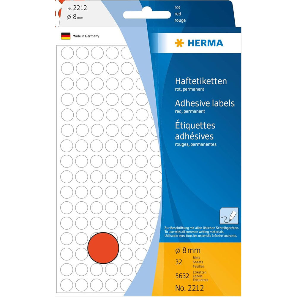 Herma Coloured Adhesive Dot Labels (Red)