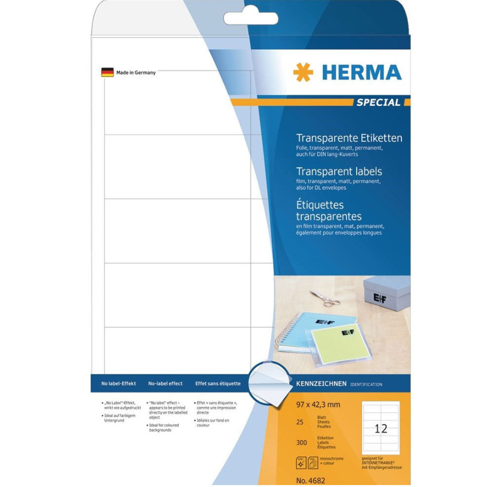 Herma transparenta mattetiketter A4 25 st