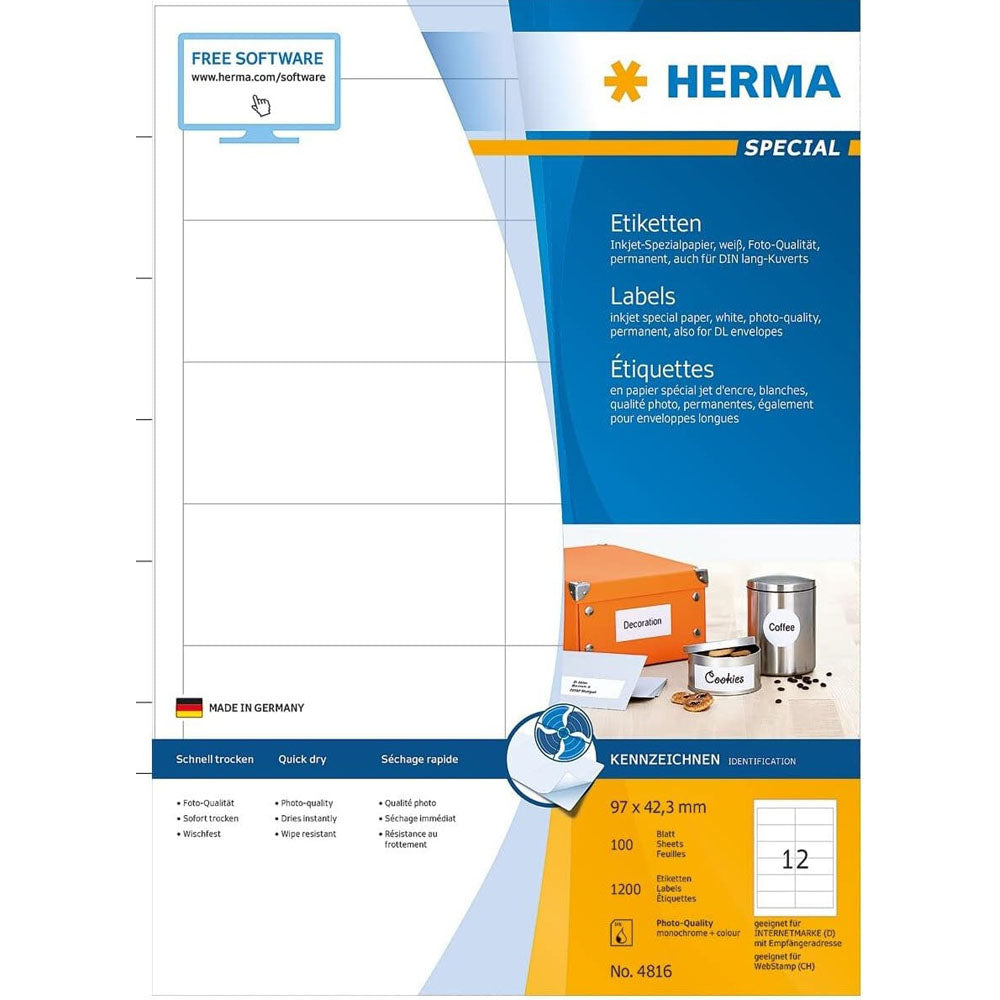 Herma Inkjet Etykies A4 100pc (biały)