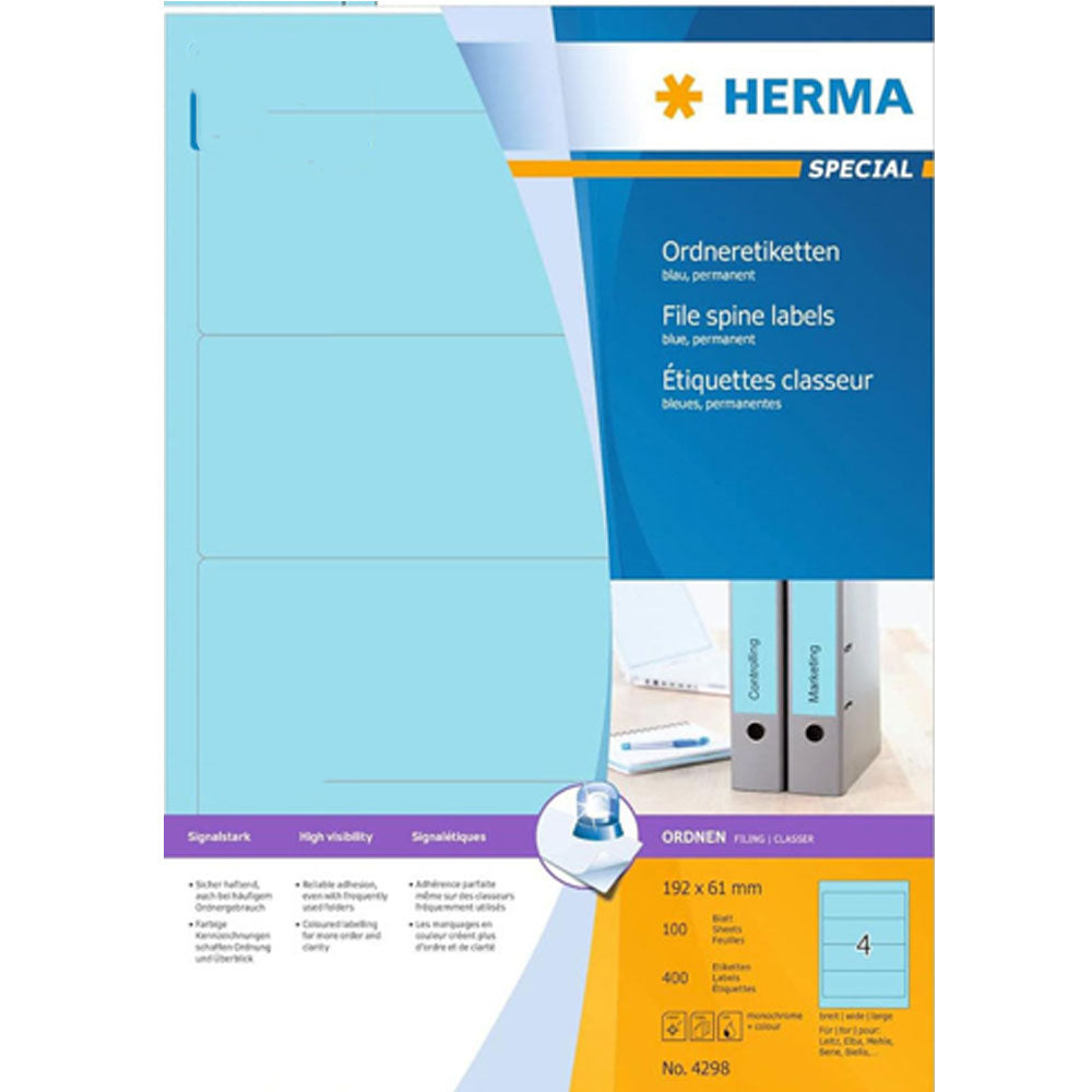 Kolorowe pliki Herma Etykiety kręgosłupa A4 100PC (192x61 mm)