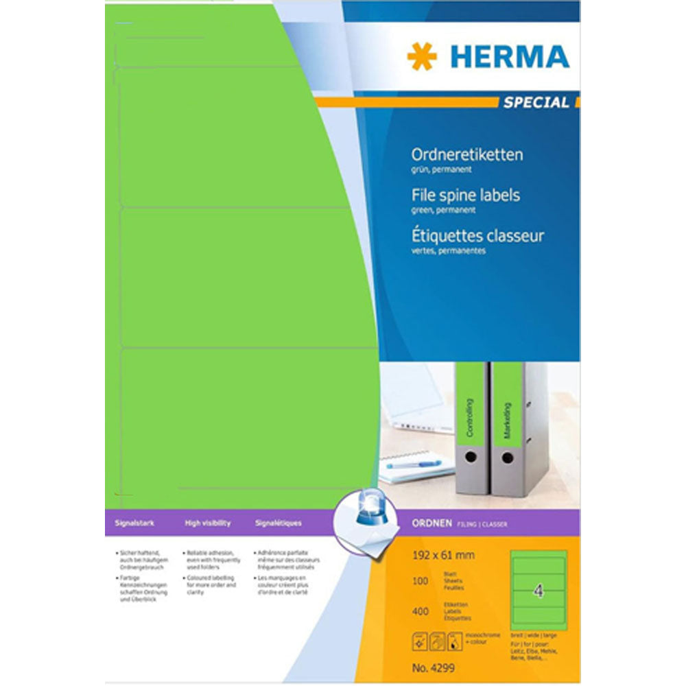 Herma Coloured File Spine Labels A4 100pc (192x61mm)