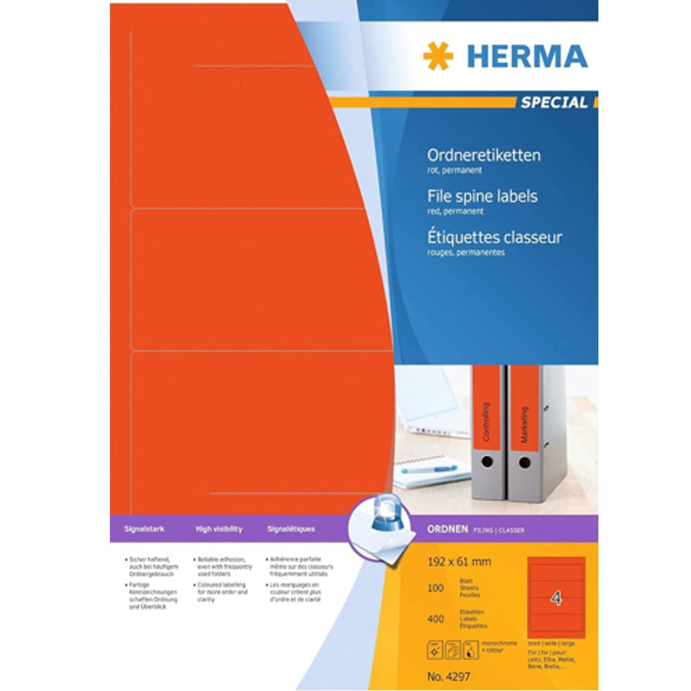 Herma Colored File Spine Labels A4 100pc (192x61mm)