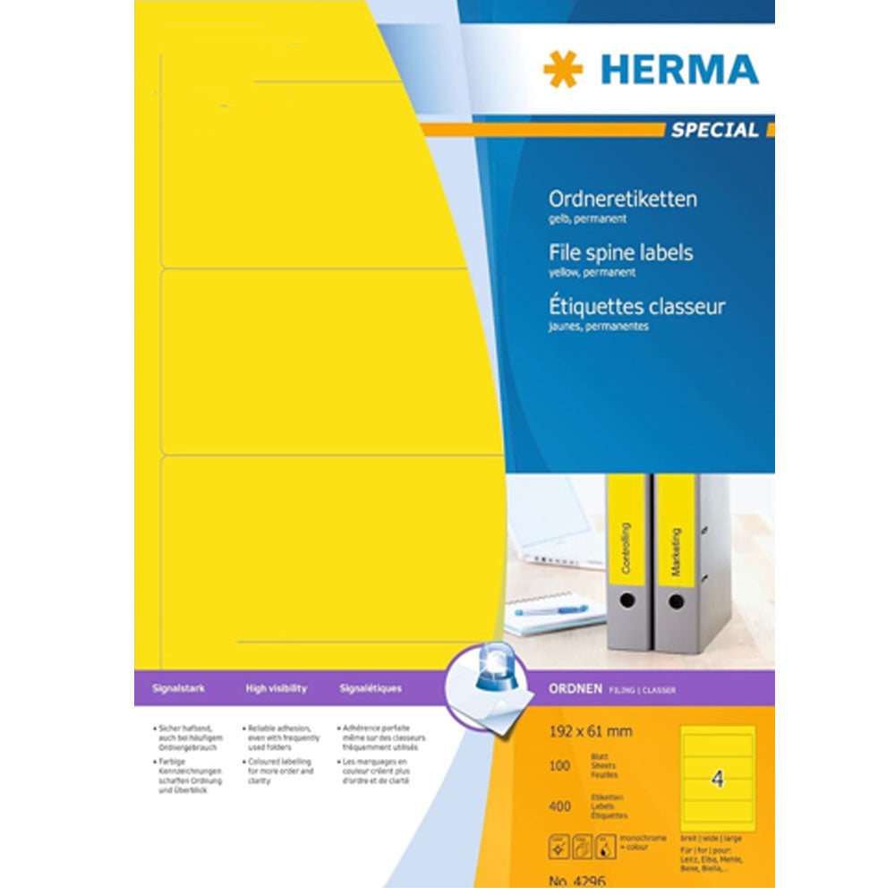 Herma Colored File Spine Labels A4 100pc (192x61mm)