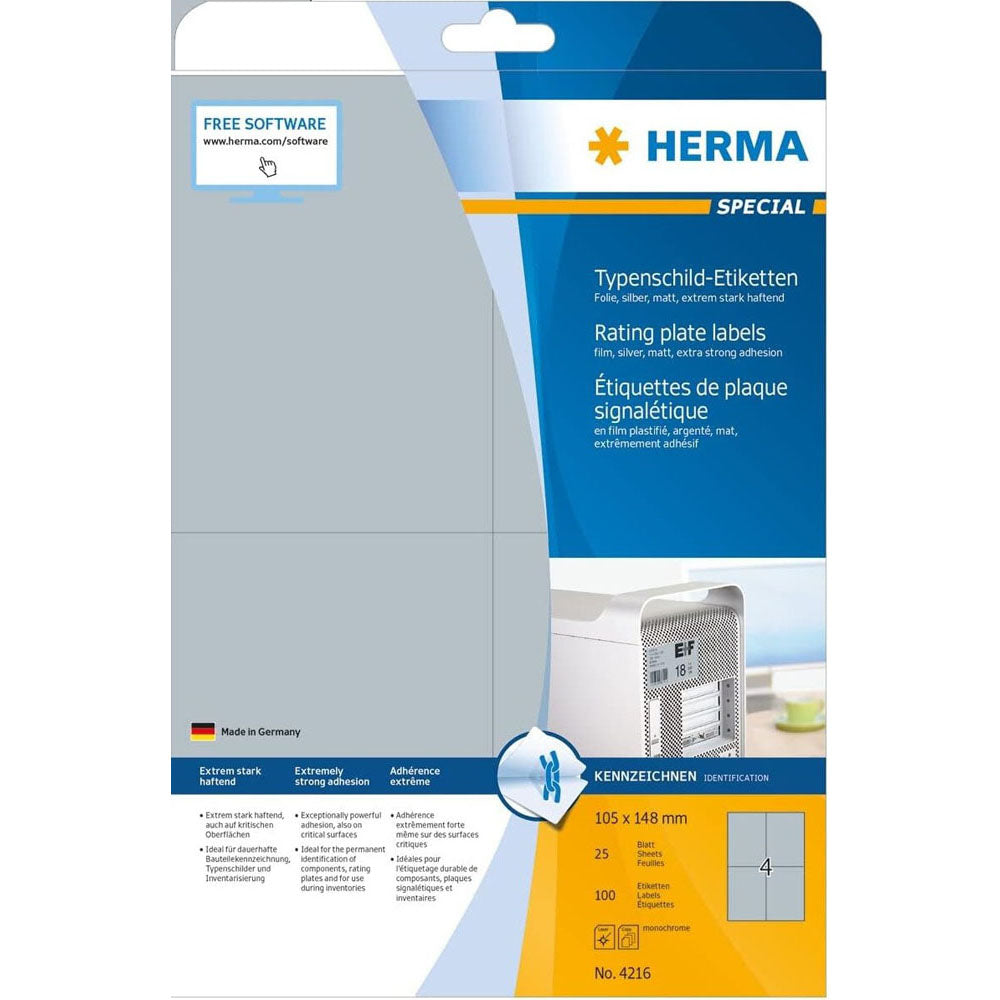 Herma Rating Plate Etykiety A4 25pc (srebrne)