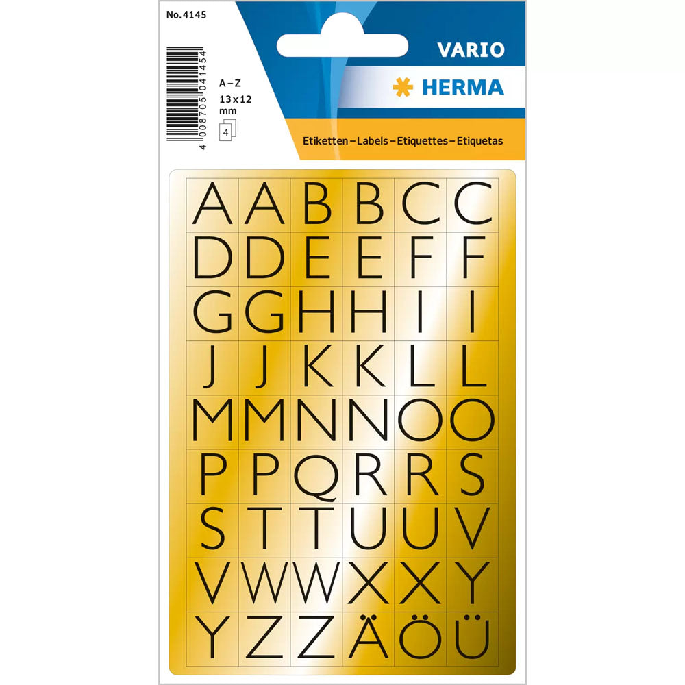 Herma Letter Film Sticker A-Z (sort/guld)