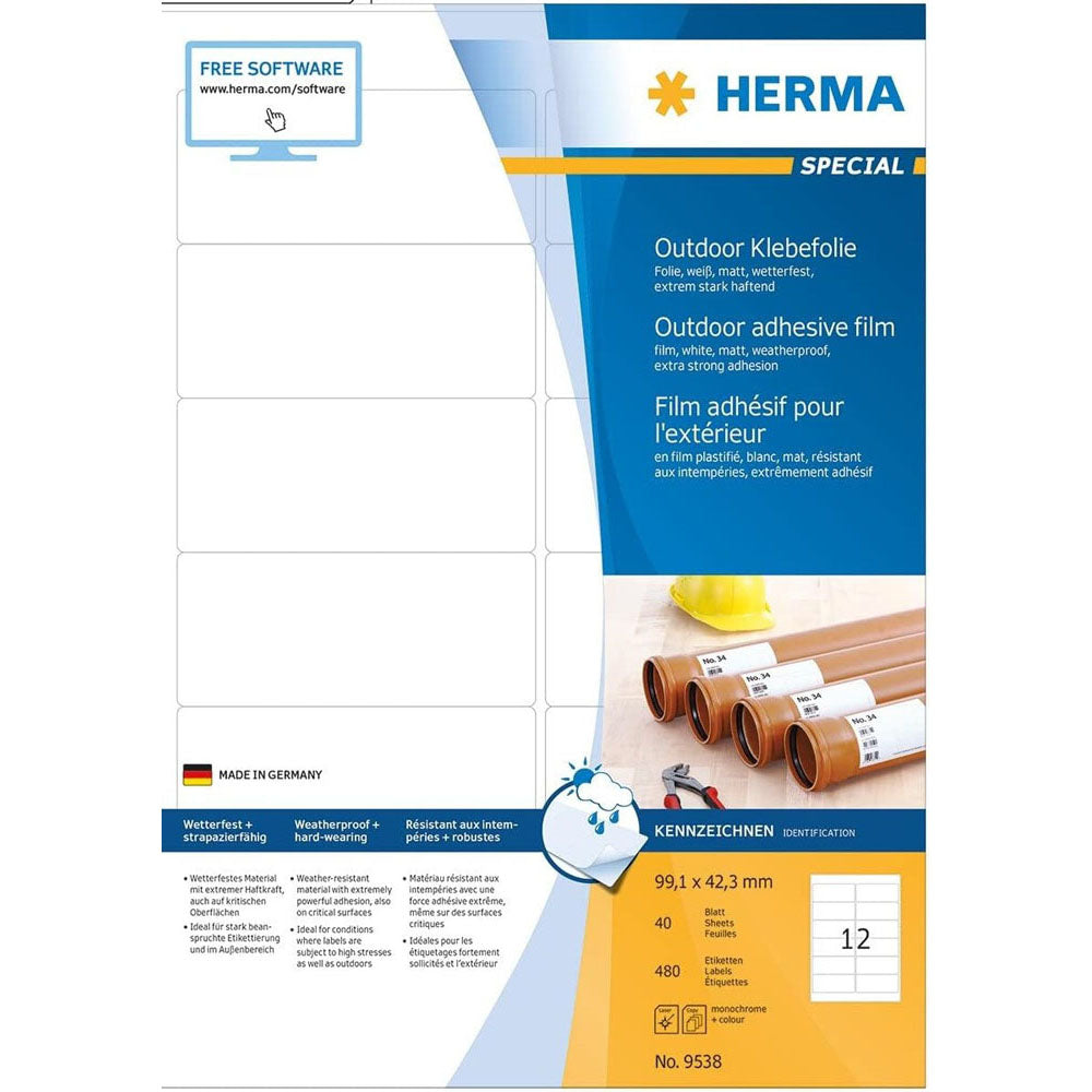 Herma Outdoor Film Etyels A4 40pc (White)