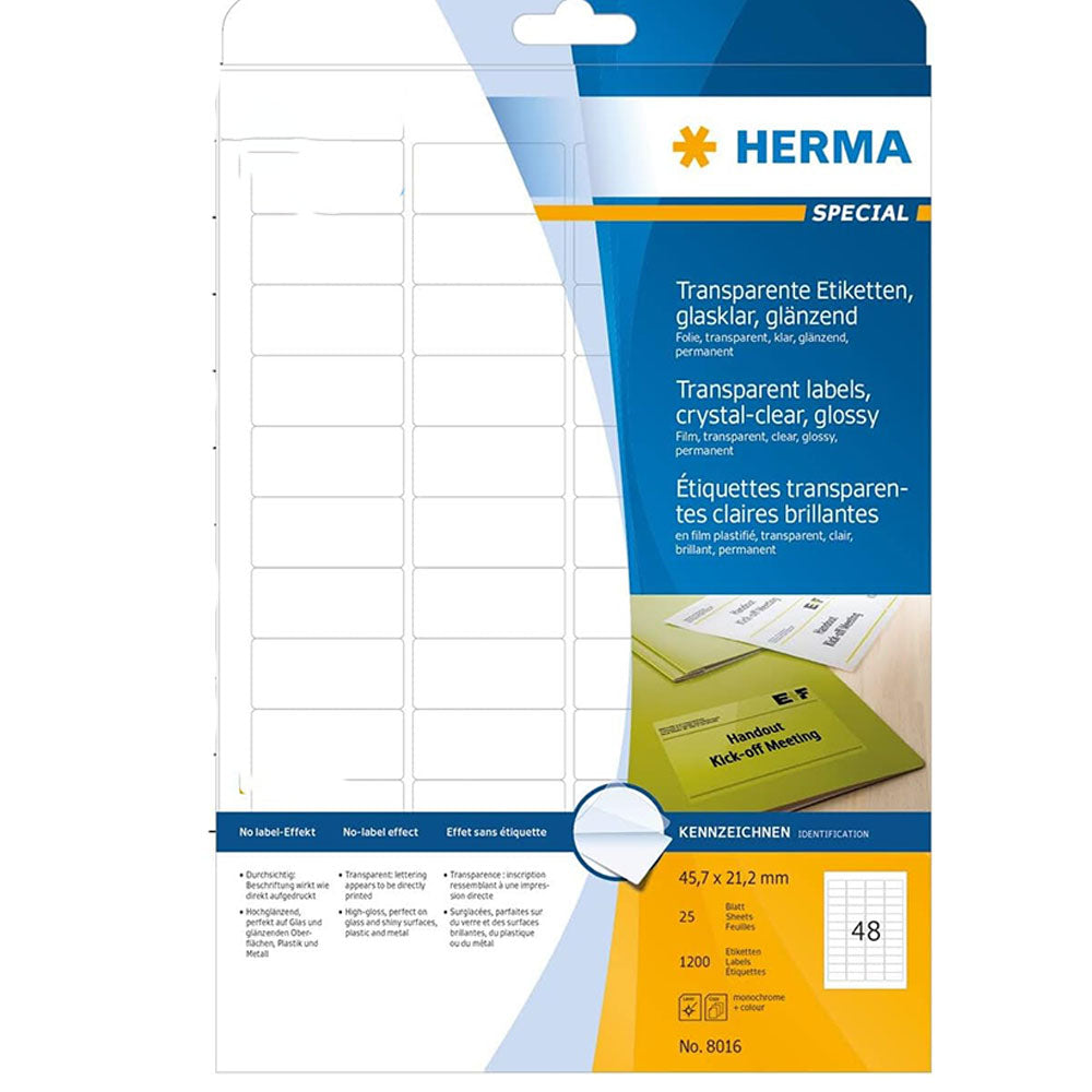 Herma transparent kristallklara etiketter A4 25 st