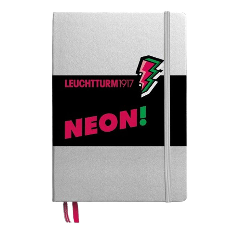 Leuchtturm HC sølv og neon prikket A5 -notebook