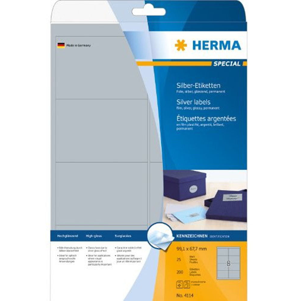 Herma Silver Foil Labels A4 25pc