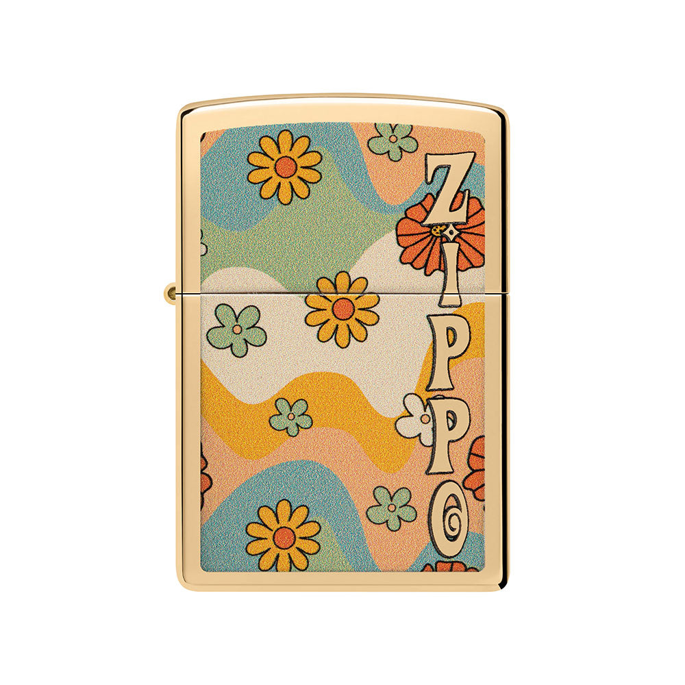 Zippoフラワーパワーデザインの風のライター