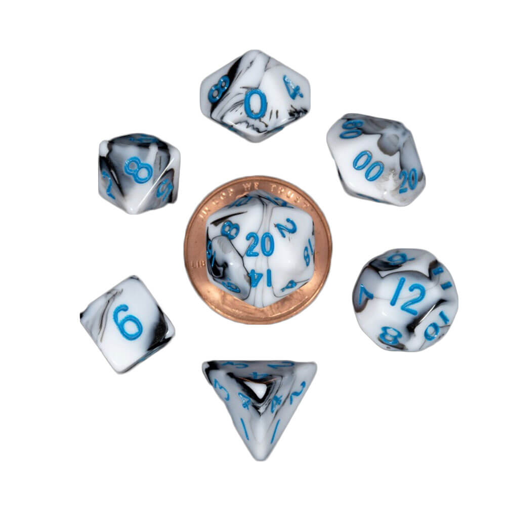 MDG Mini Polyhedral Dice Set (W/ Blue No.)