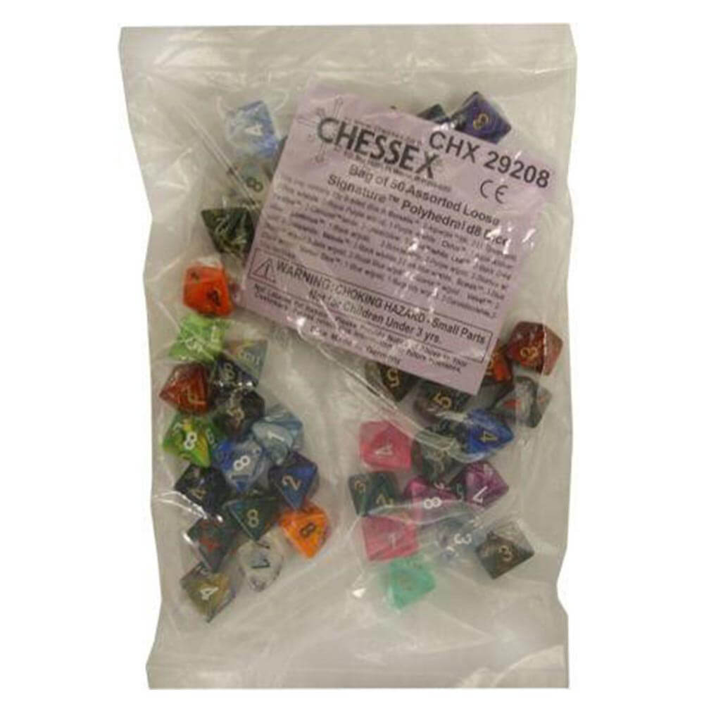 D8 DICE BORDED LOOK POLYHEDRAL (50 DICE)