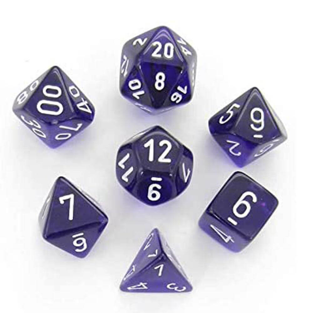 D7 Die Set Dice Translucent Poly (7 terninger)