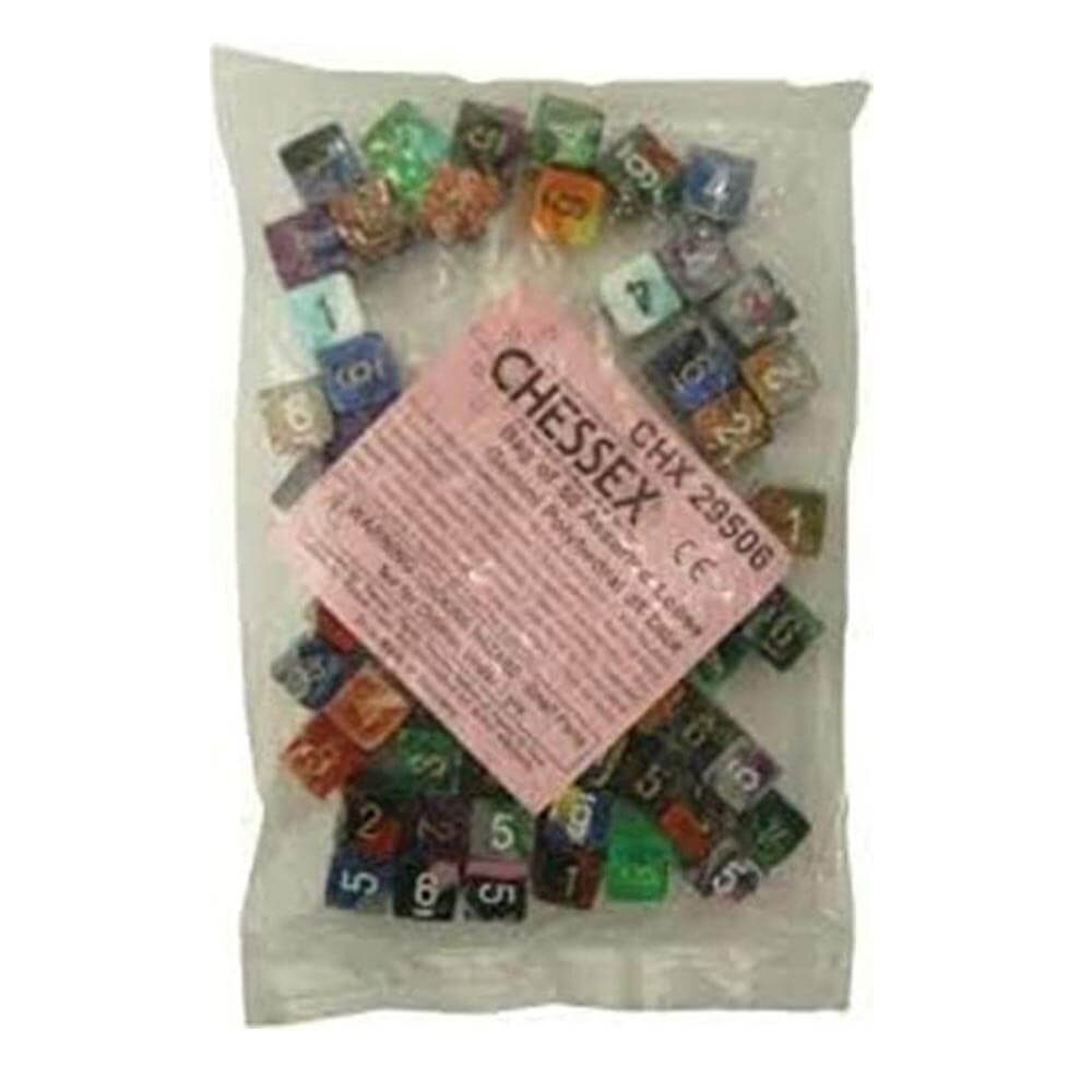 D6 DICE BORDED LOOK POLYHEDRAL (50 DICE)