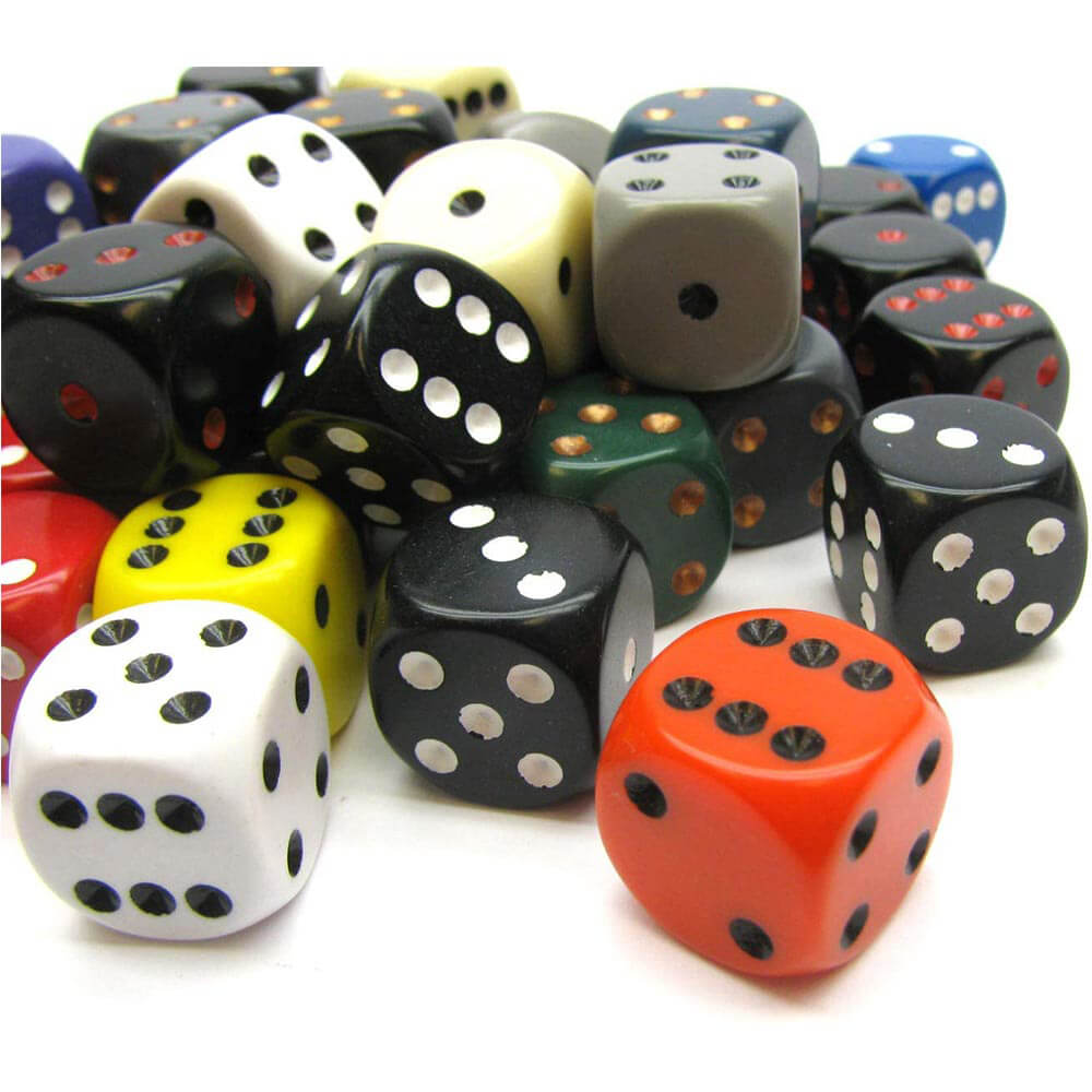 D6 Dice assorti 16 mm (50 dés)