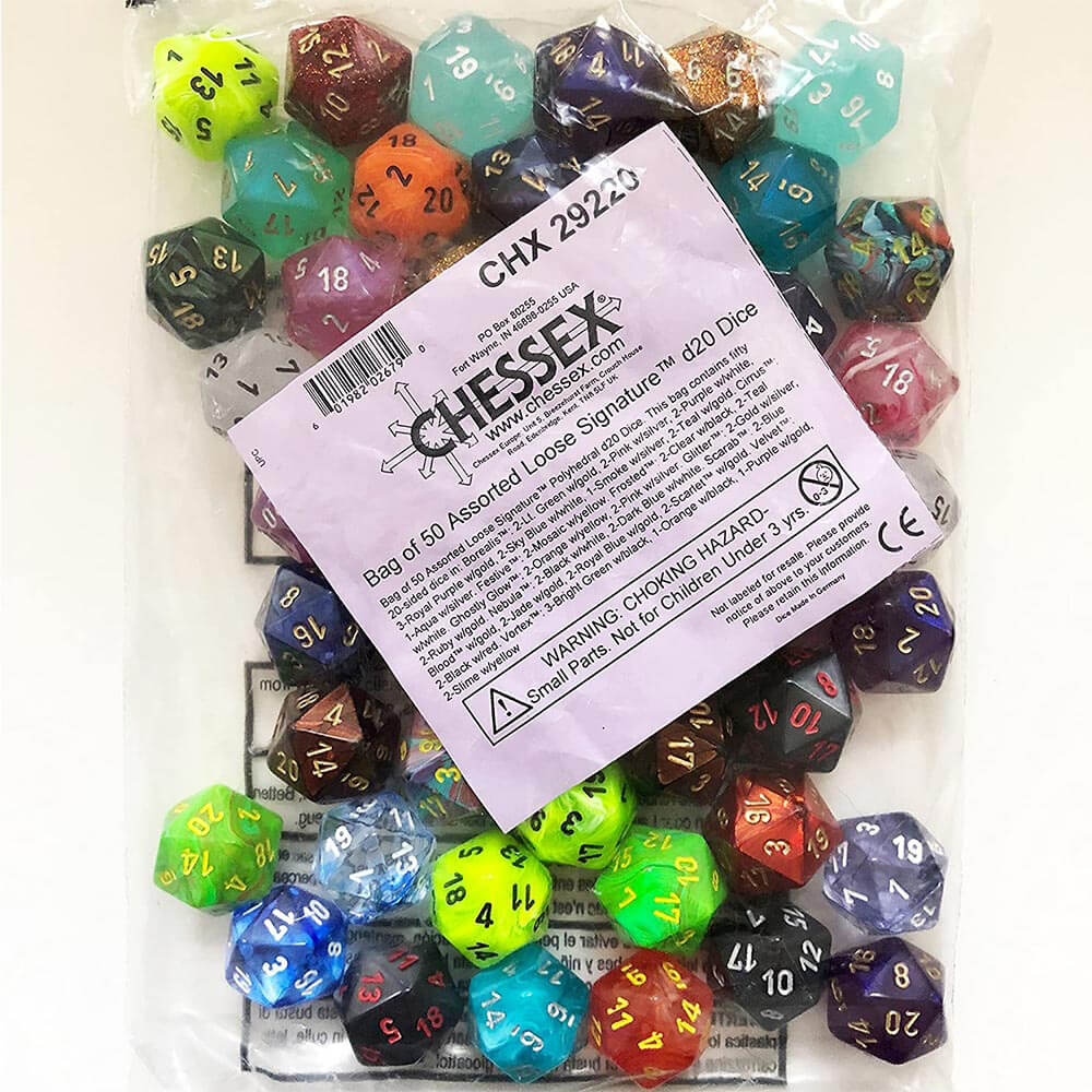 D20 Dice assorti polyédrique lâche (50 dés)