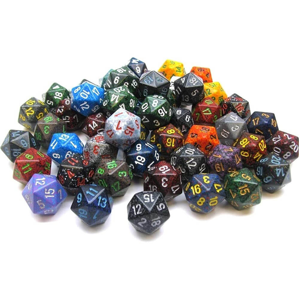 D20 terninger assortert løs polyhedral (50 terninger)