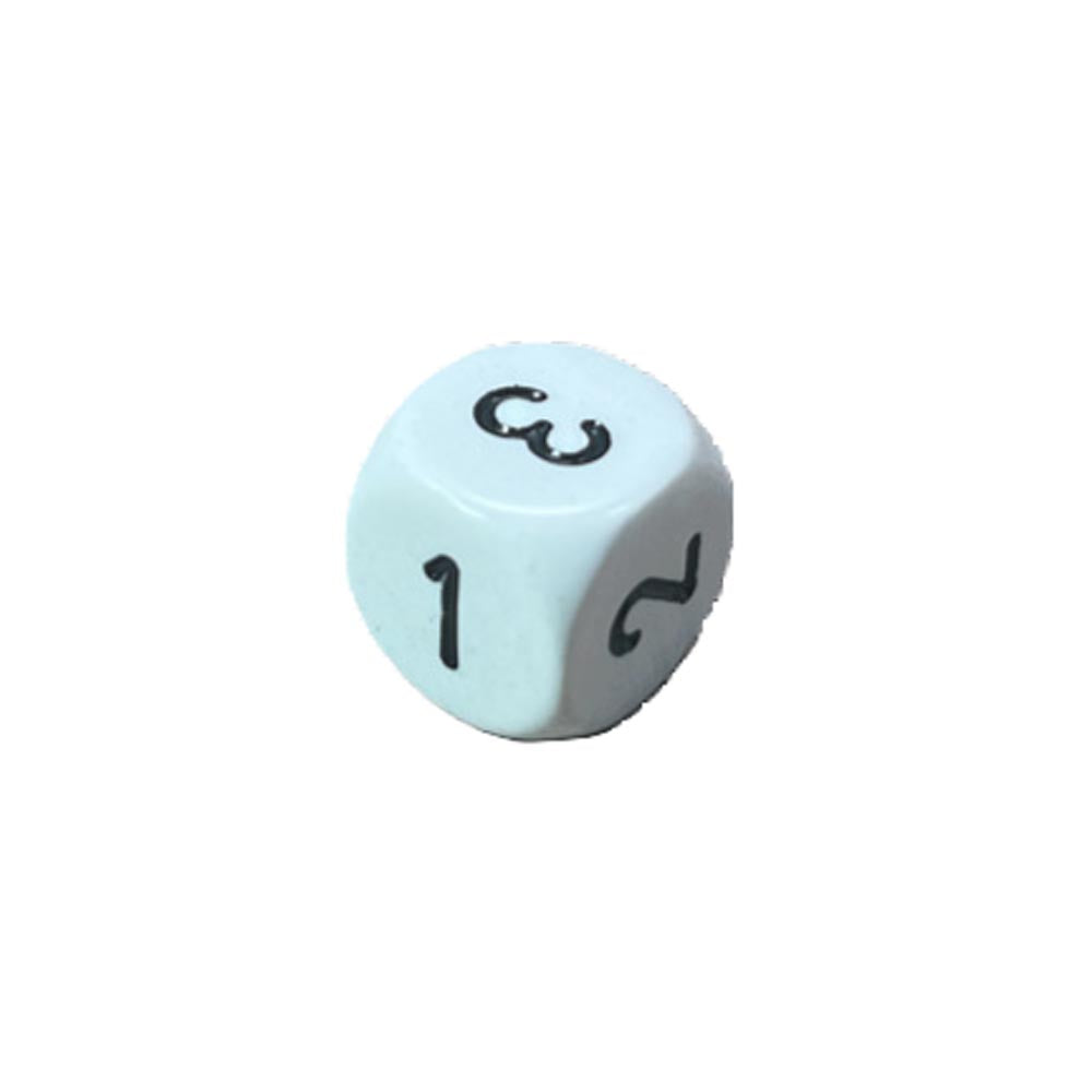 Chessex D3 uigennemsigtig terning 16mm (D6 W/ 1-3 to gange)