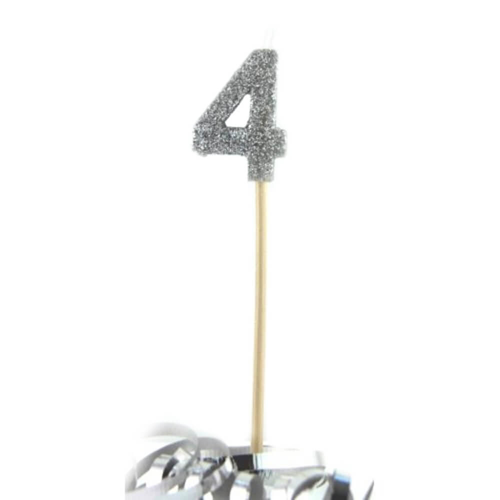 Alpen Glitter Long Stick Candle (Silver)