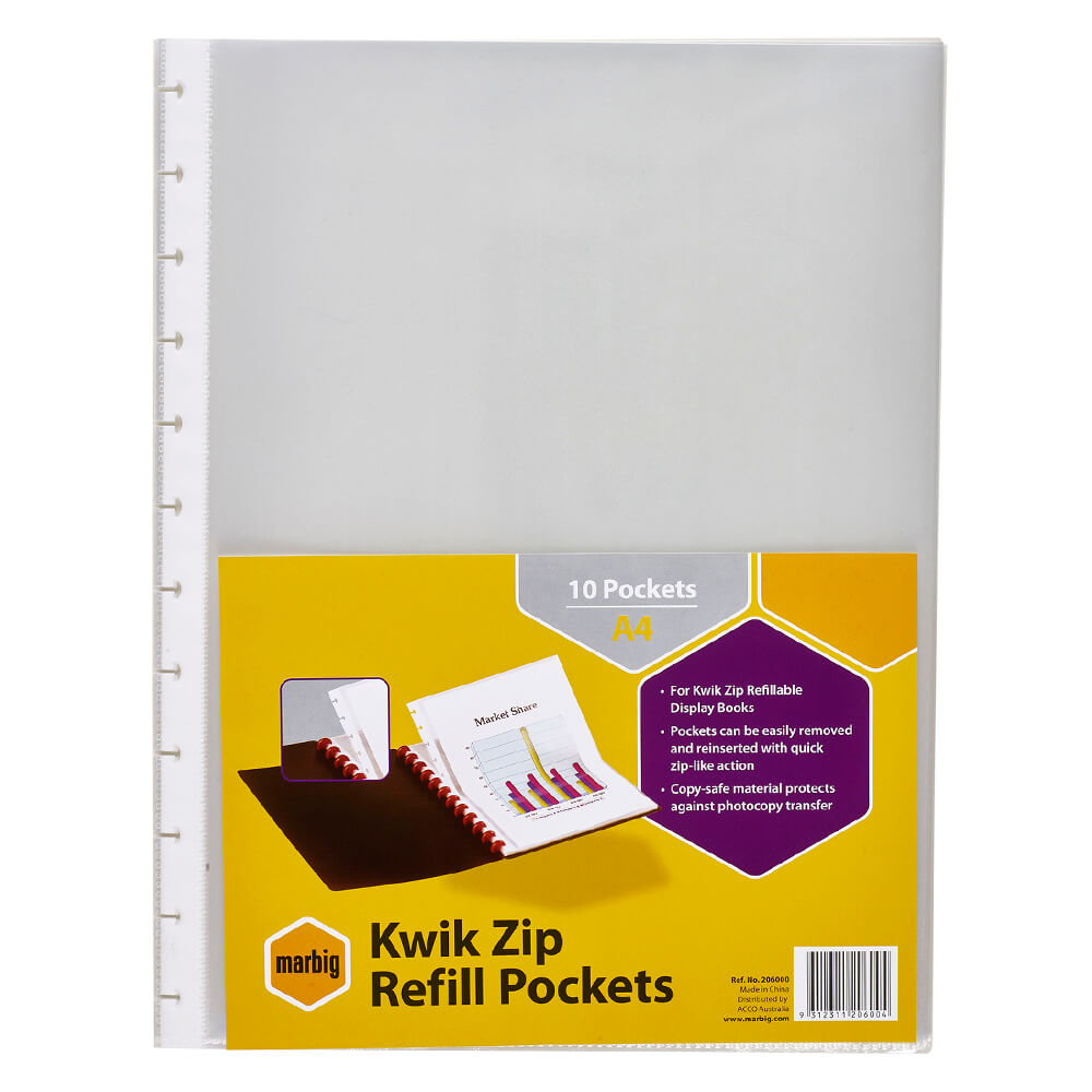 Marbig Display Book Furfill Pockets 10pk (A4)