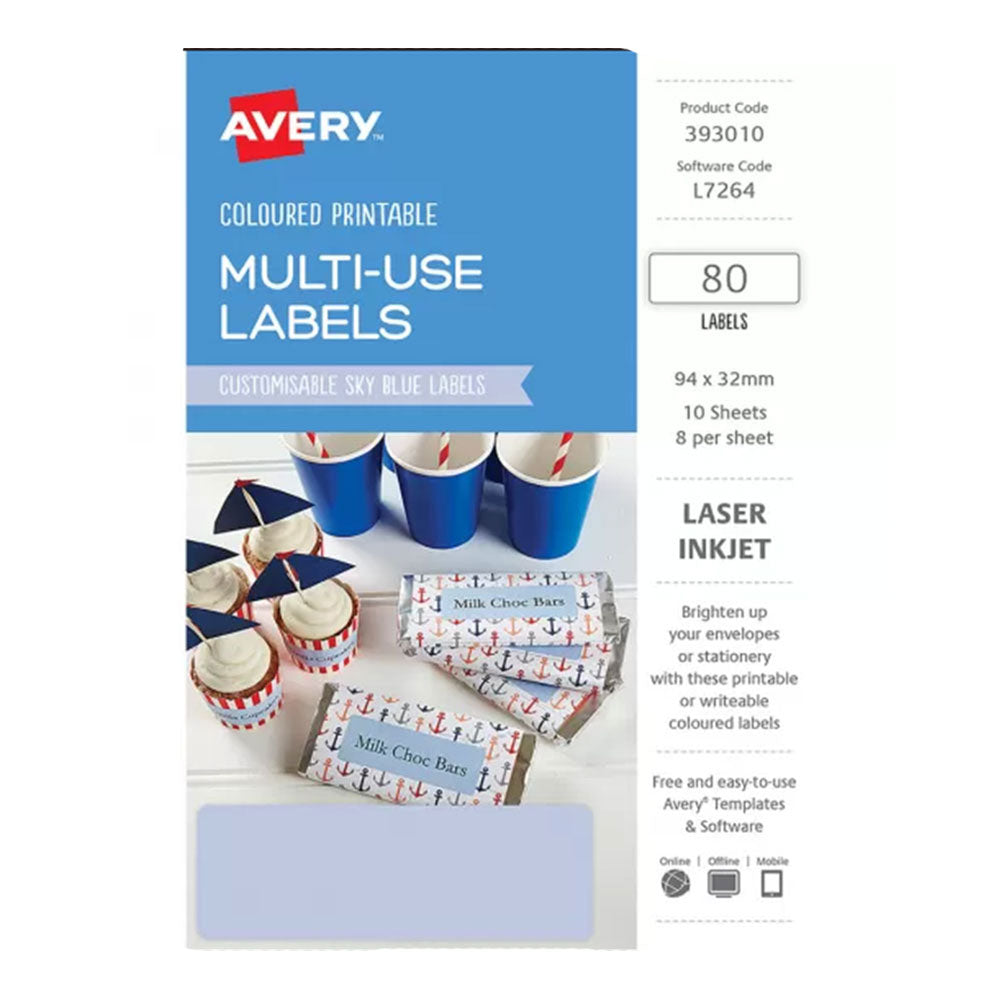 Avery rektangulær lasermærke 80stk (94x32mm)