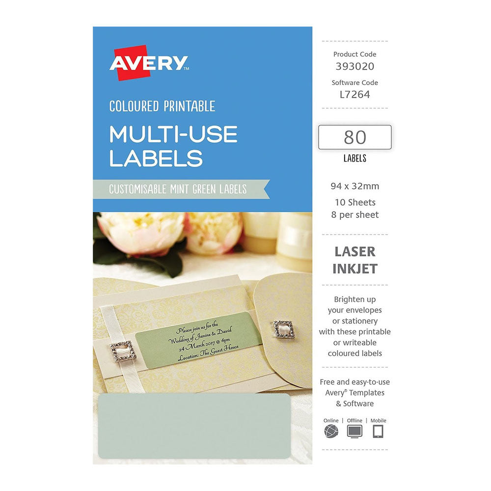 Étiquette laser rectangulaire Avery 80pcs (94x32 mm)