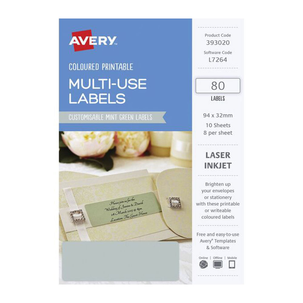 Rótulo de laser retangular Avery 80pcs (94x32mm)