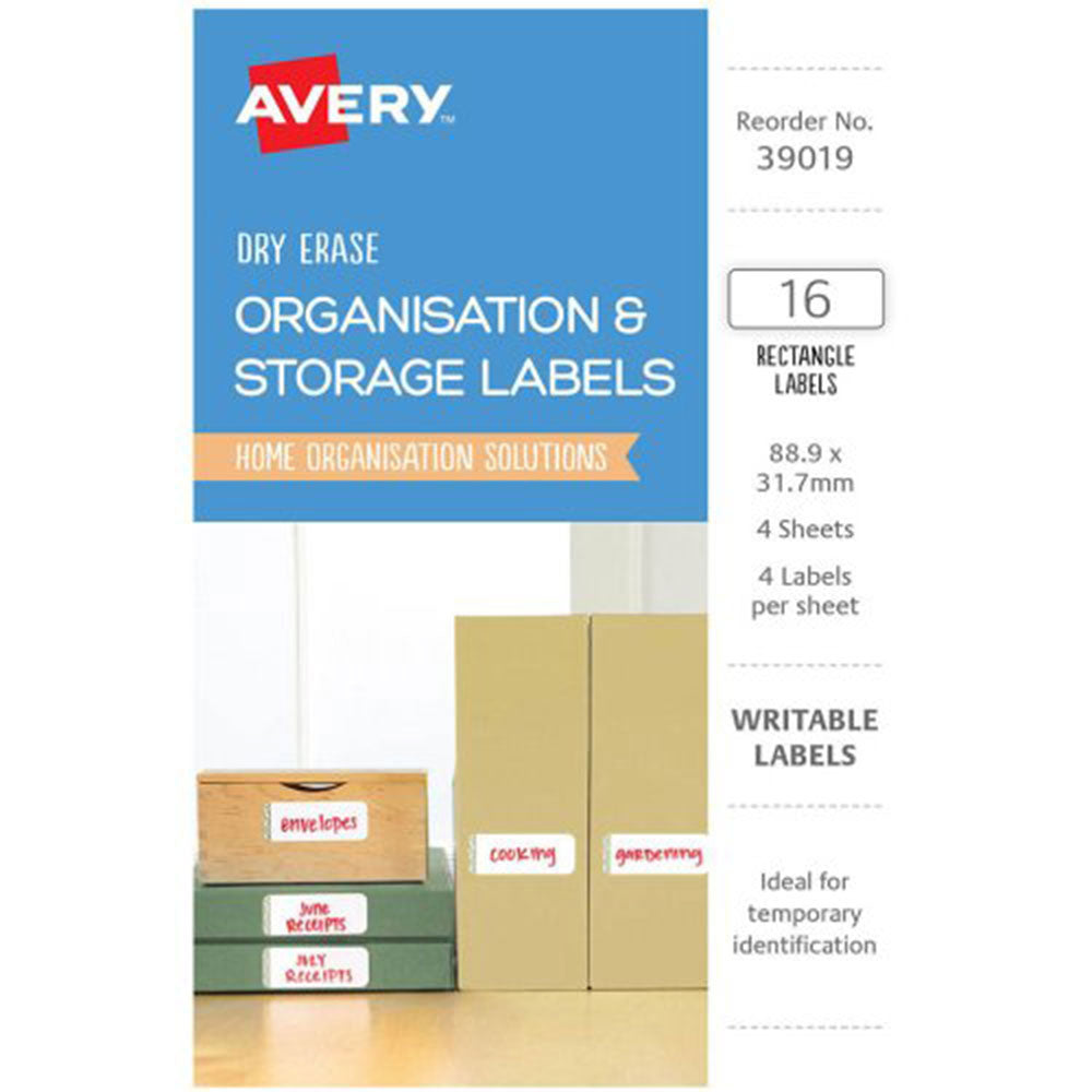 Avery Erase Organisera etiketter 16st (89x32mm)