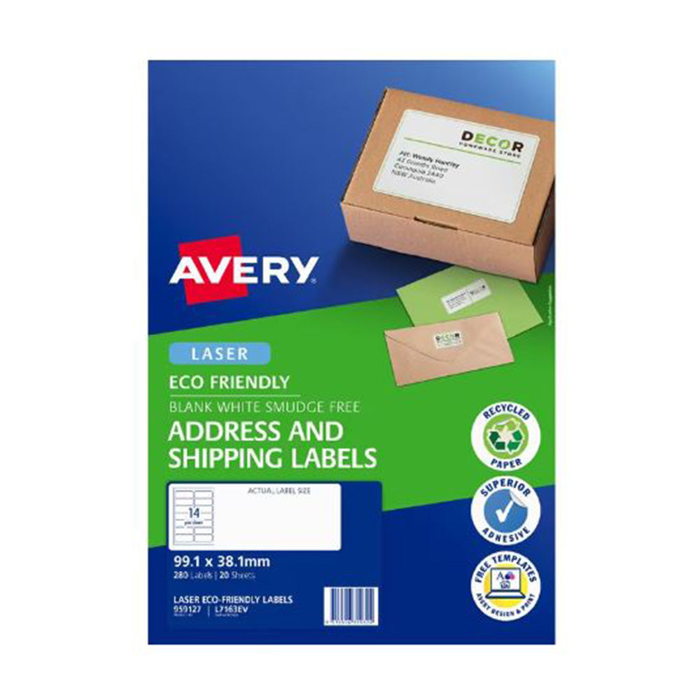 Avery Laser Eco Friendly Fraktetikett 20st