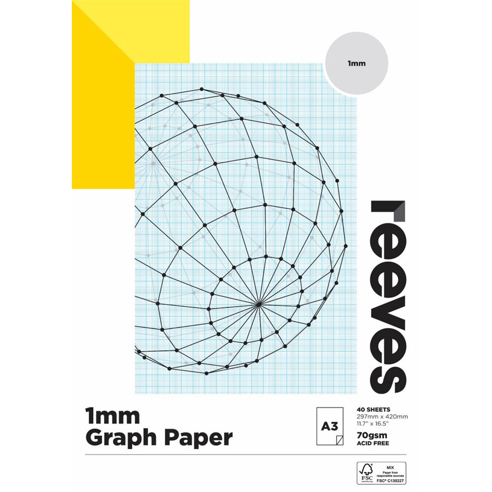 Reeves 1mm Graph Paper 70gsm A3 40 Sheets