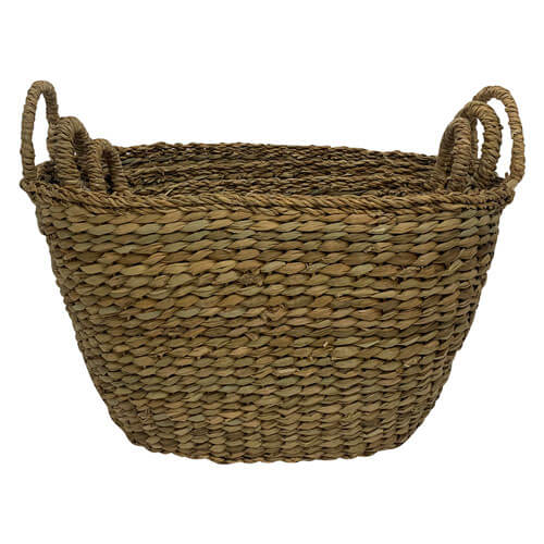 Flic 3 Sets of Typha Basket with Ring Handle (50x32x29cm)