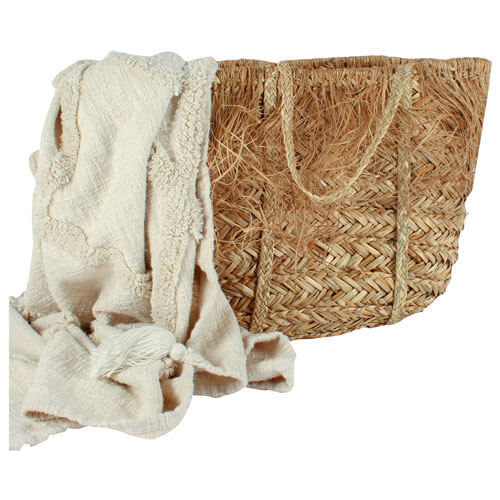 Lara Fringed Seagrass Bag (50x28cm)