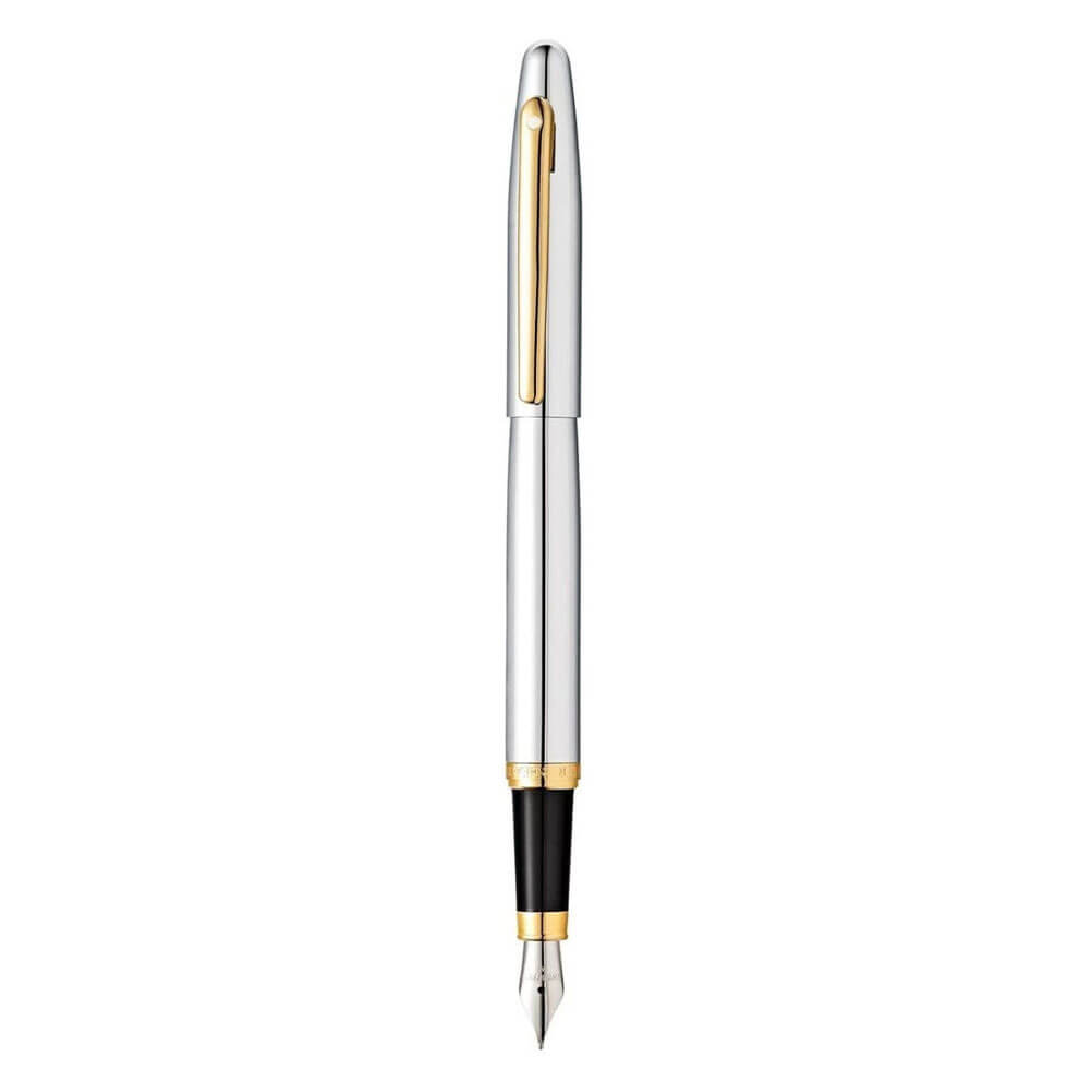 Sheaffer VFM Chrome Fountain Pen ze złotym tonem