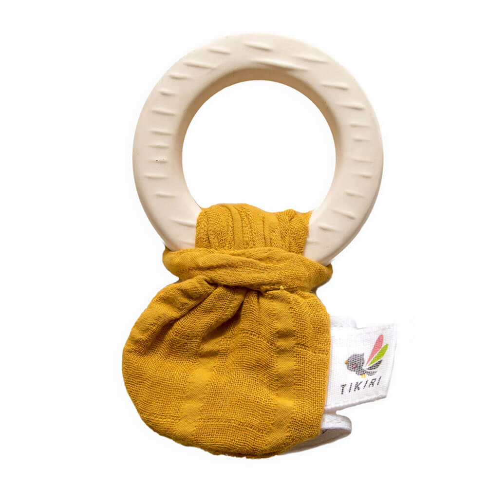 Tikiri naturgummi teether med muslin slips