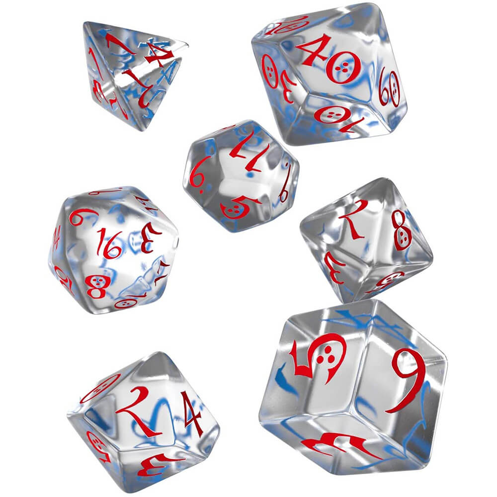 Q Workshop Classic RPG Transparent Red Elven Dice Set of 7