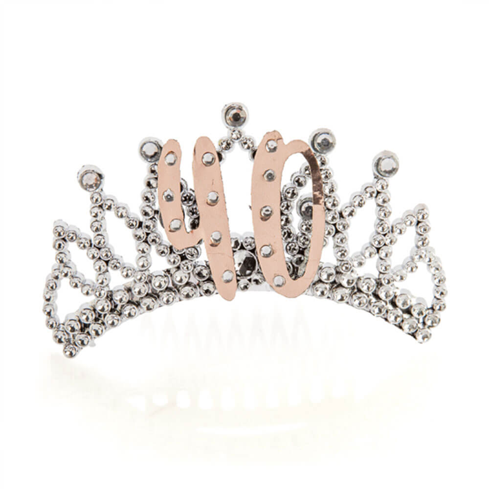 Tiara rosa d'oro e argento